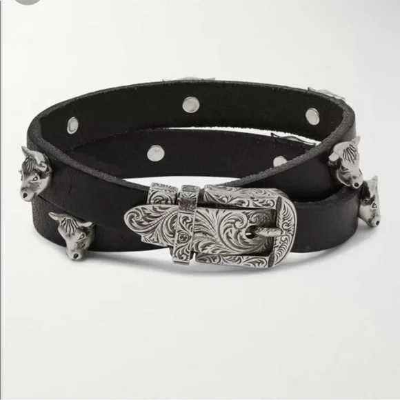 Gucci Anger forest bull studded leather choker or wrap bracelet. - Picture 2 of 7